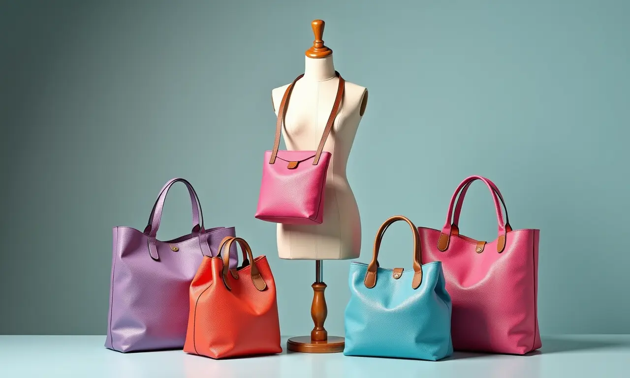 Bolsas e acessórios de moda feitos de garrafas PET.