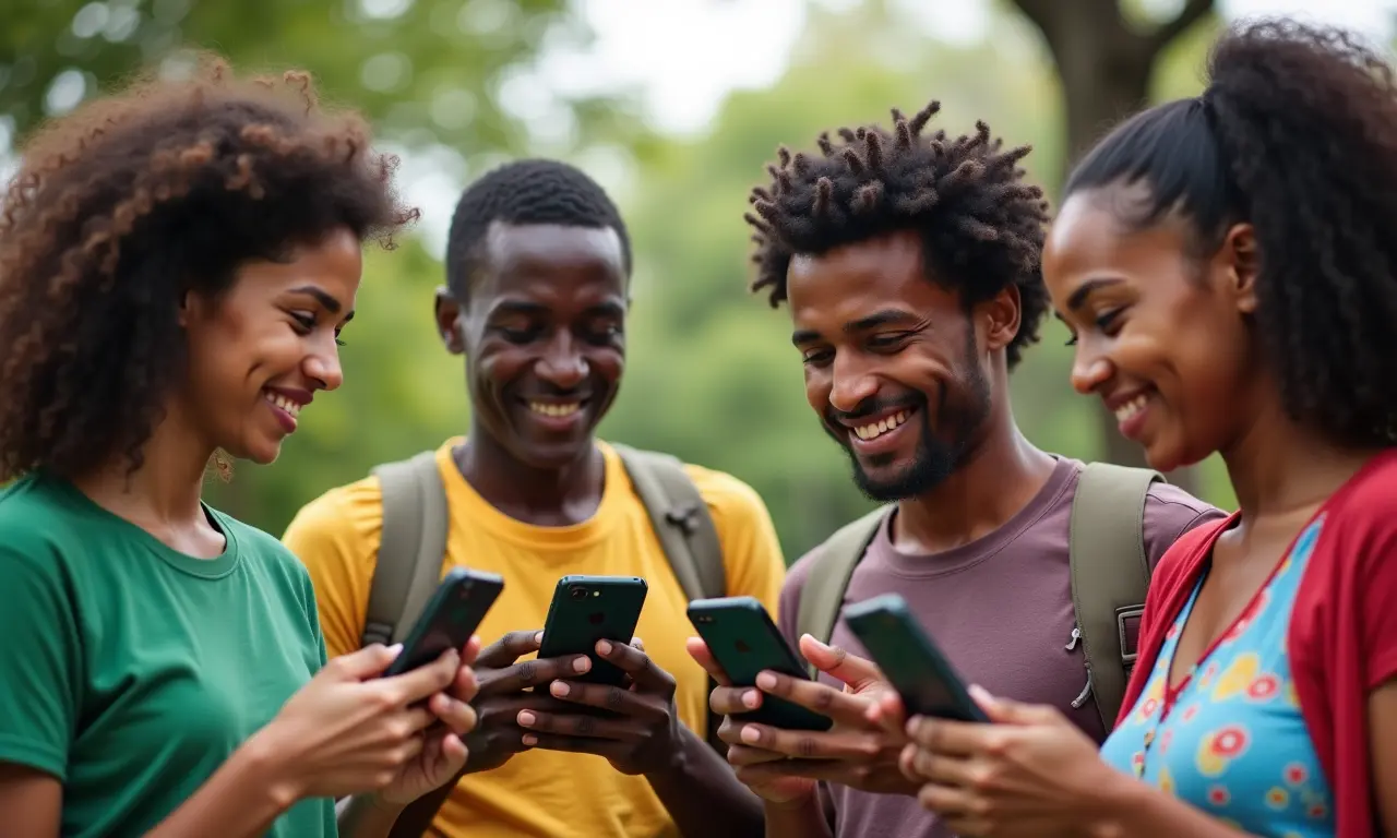 Brasileiros diversos usando WhatsApp para se comunicar.