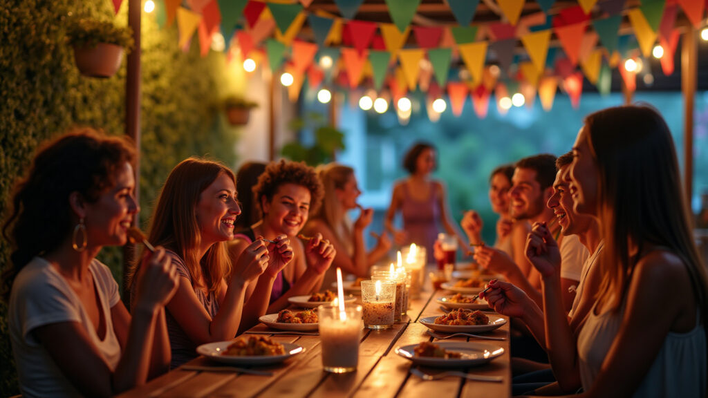 Ambiente agradável para festa de espetinho.