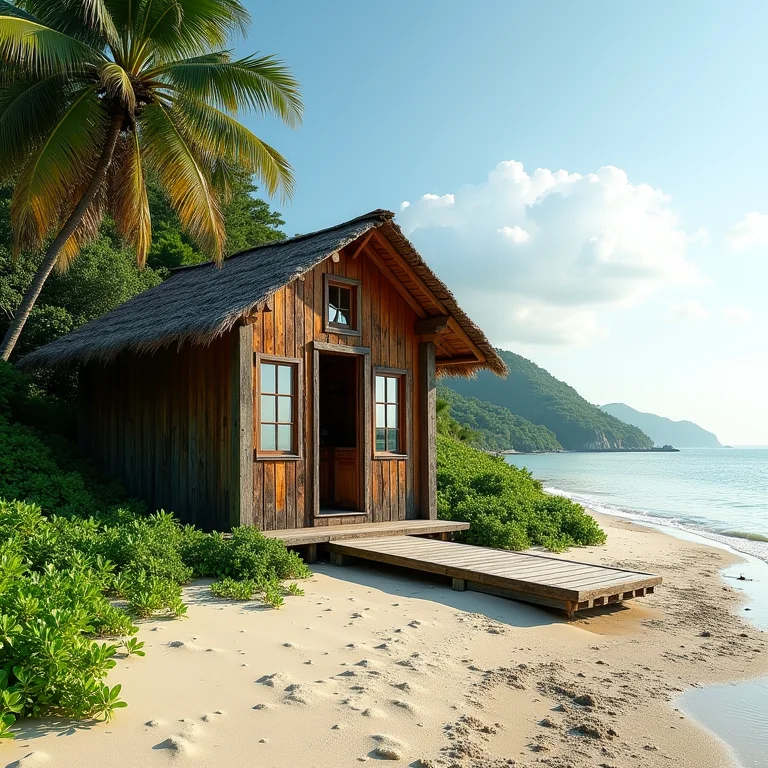 Cabana rústica na Praia da Cueira, Ilha de Boipeba.