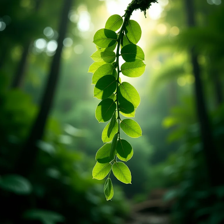 Cacho de Jade Vine pendurado em uma floresta tropical.