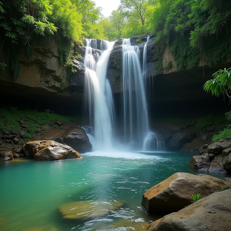 Cachoeira da Pedra Lisa em meio à Mata Atlântica