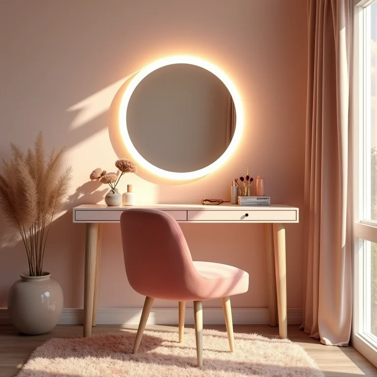 Cadeira desconfortável em estúdio de maquiagem.