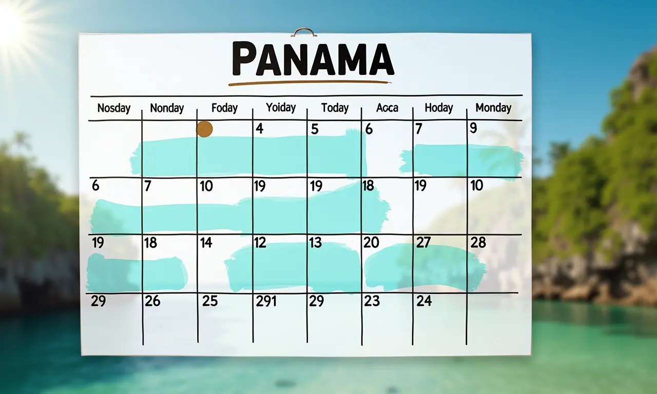 Calendário destacando a estação seca no Panamá, ideal para visitar o Canal.