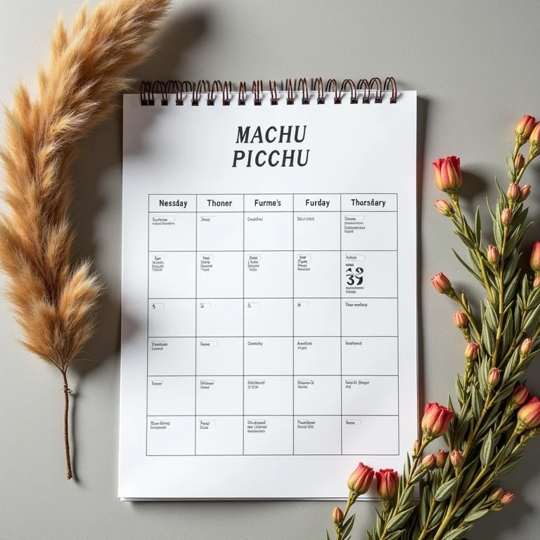 Calendário destacando os melhores meses para visitar Machu Picchu