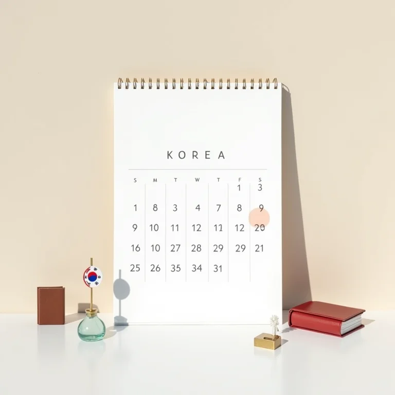 Calendário minimalista indicando a melhor época para visitar a Coreia do Sul