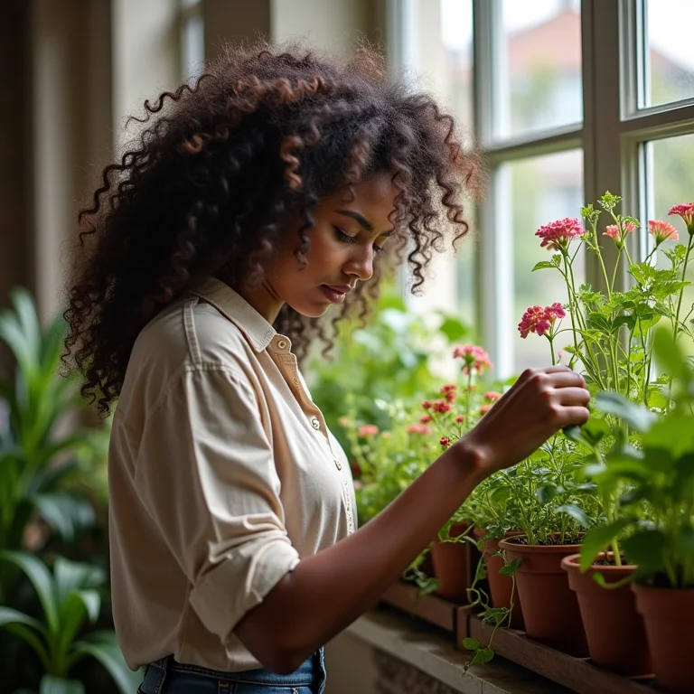 Cantinho verde com plantas e ervas na varanda