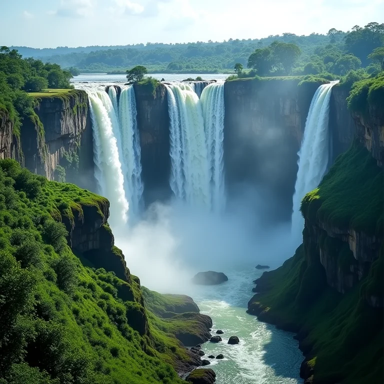 Cataratas do Iguaçu em dia ensolarado.