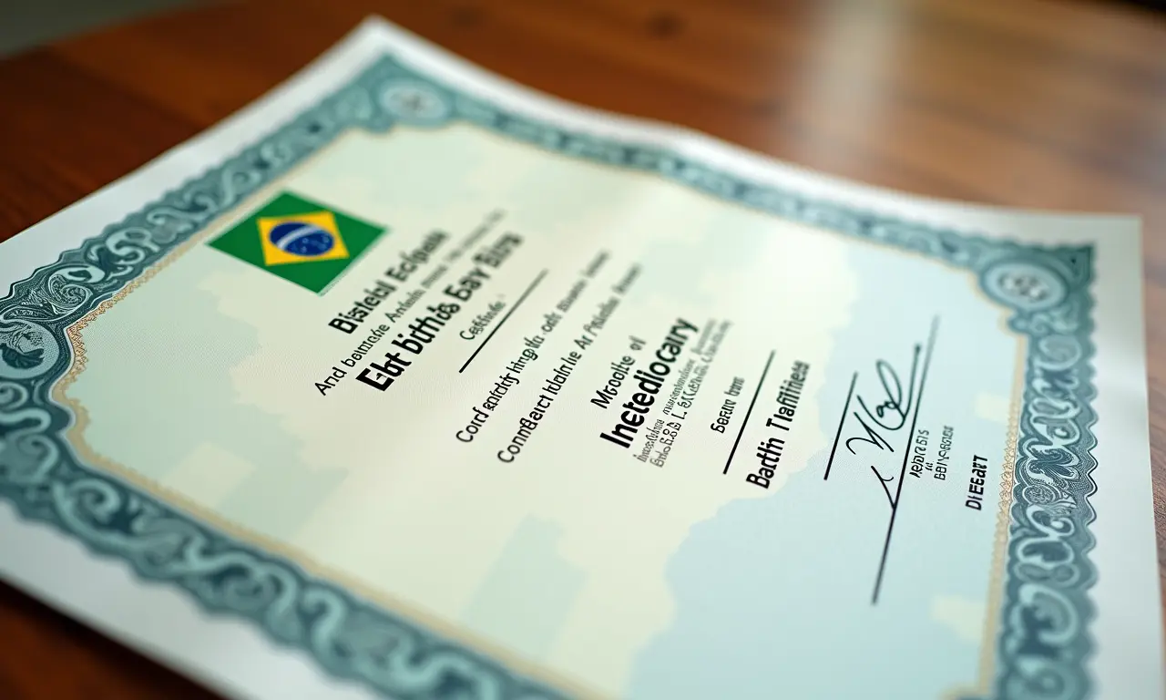Certidão de nascimento brasileira.