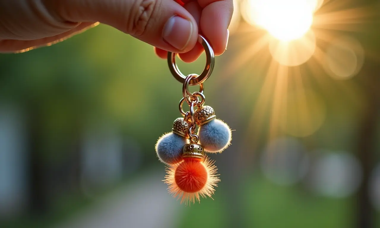 Chaveiro criativo com pingentes artesanais.