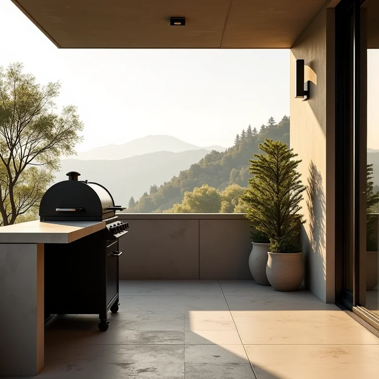 Churrasqueira bem localizada em varanda gourmet.