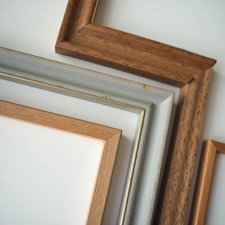 Close-up de diferentes estilos de molduras.