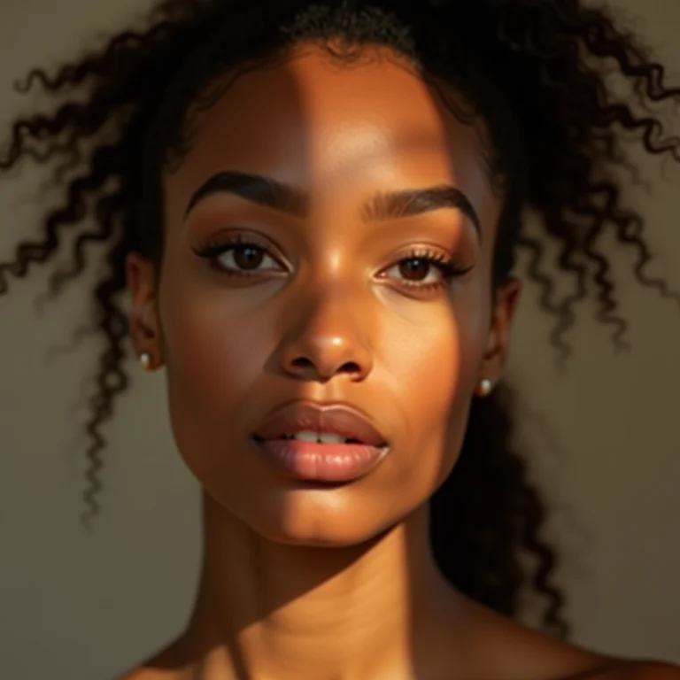 Close-up de mulher branca franzindo a testa