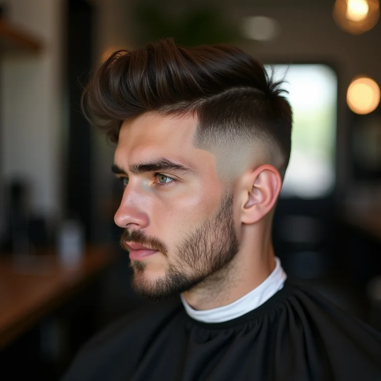 Close-up de um corte undercut clássico e moderno