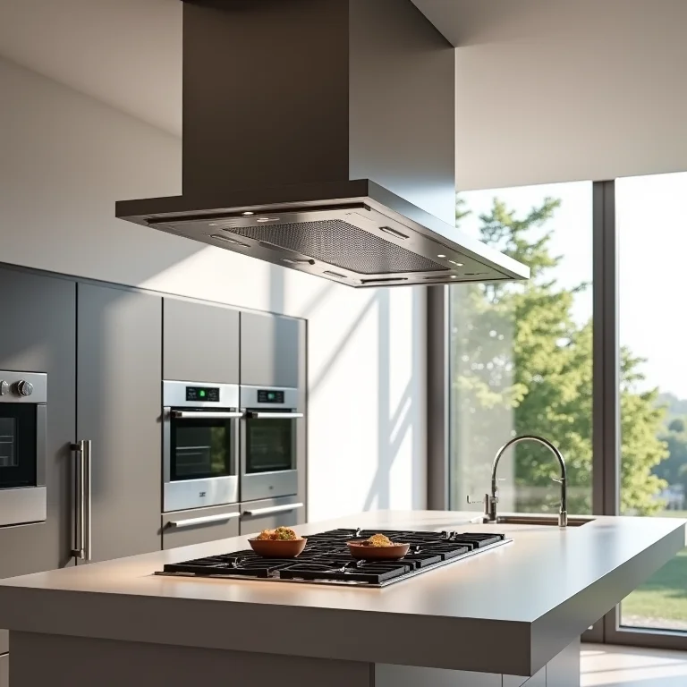 Coifa de Ilha Tramontina Dritta em cozinha moderna