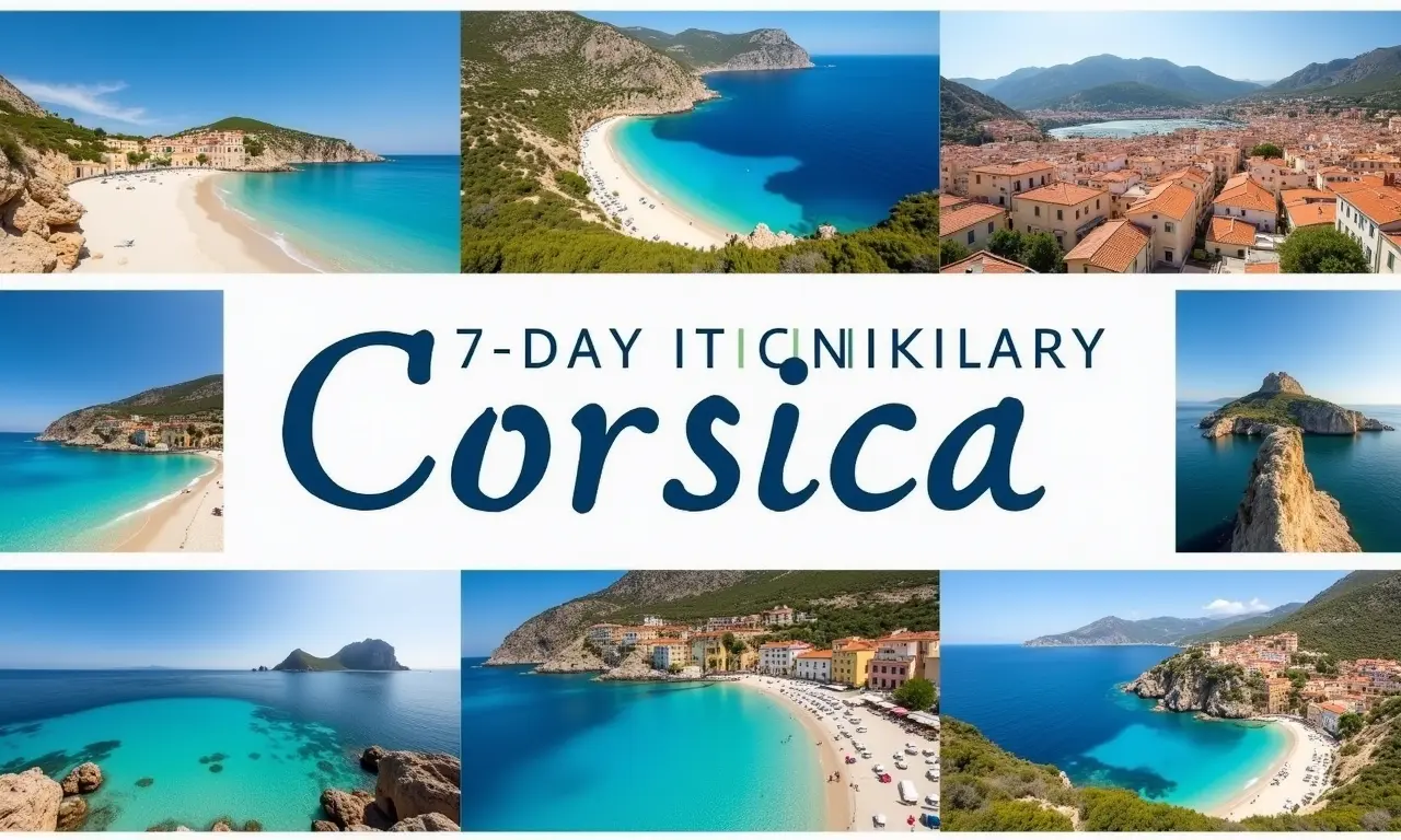 Colagem de locais icônicos da Córsega.