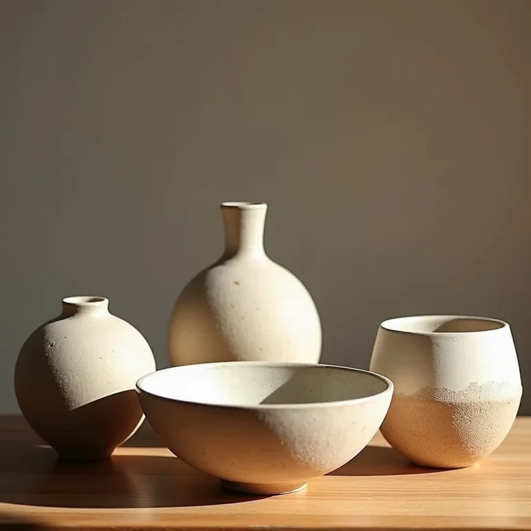 Coleção de cerâmicas artesanais com texturas e cores únicas.