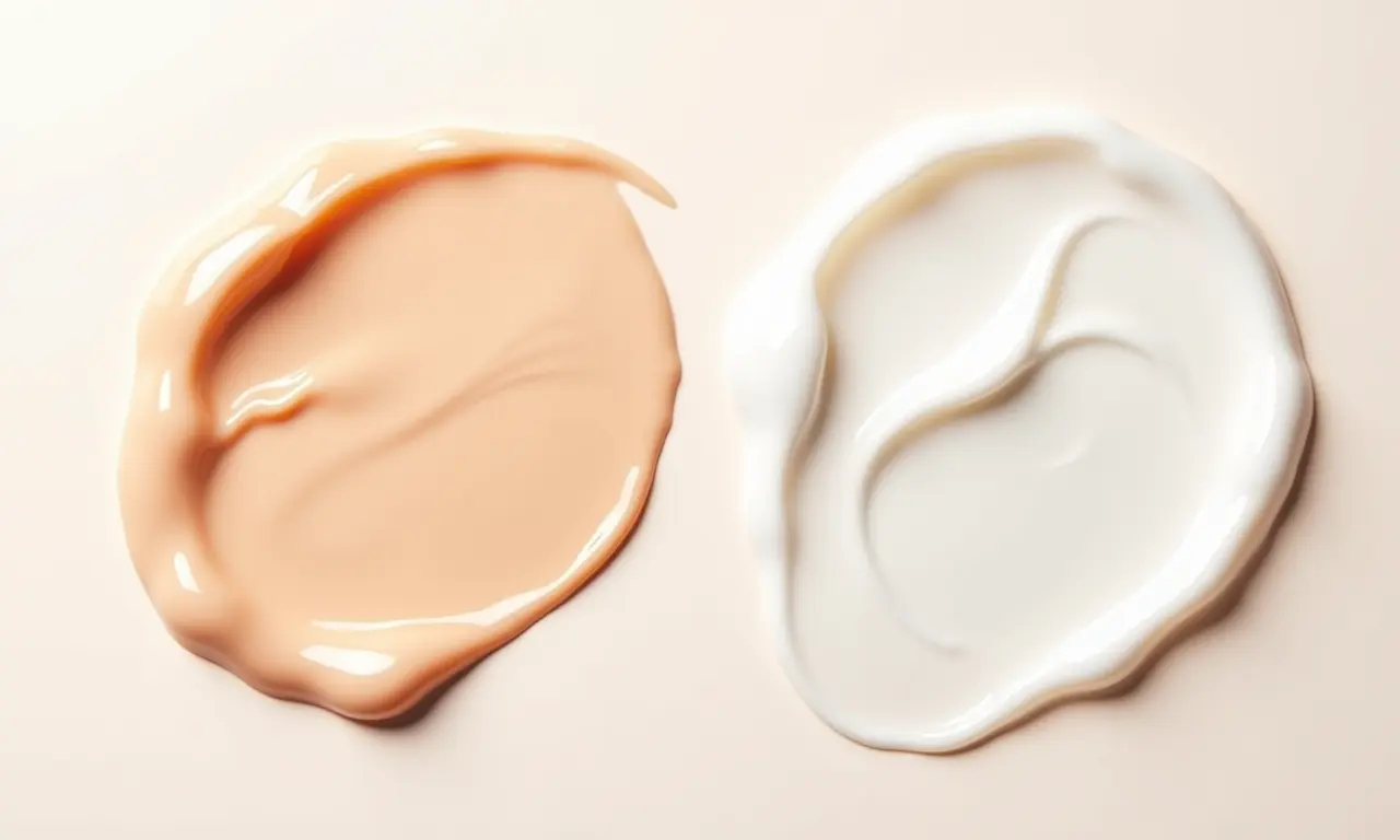 Comparação entre a textura da essência facial e do hidratante.