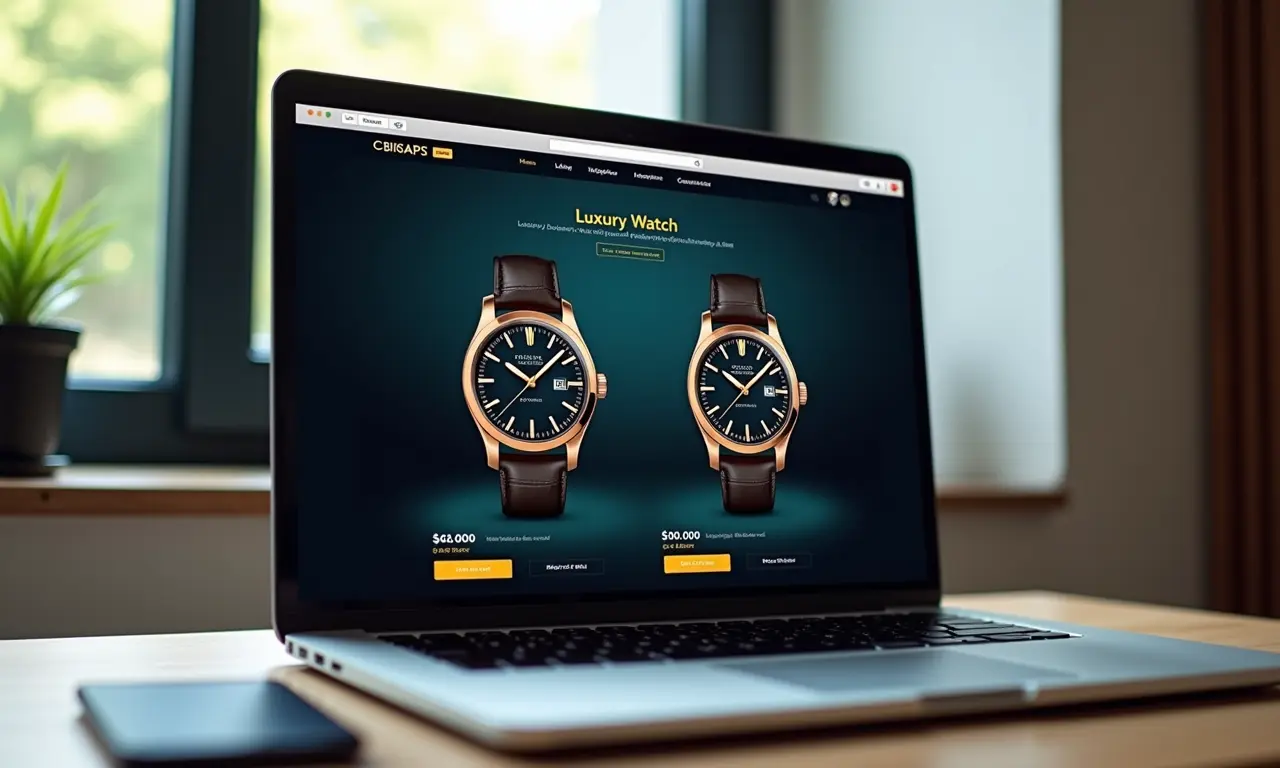 Comparativo de relógios de luxo online.