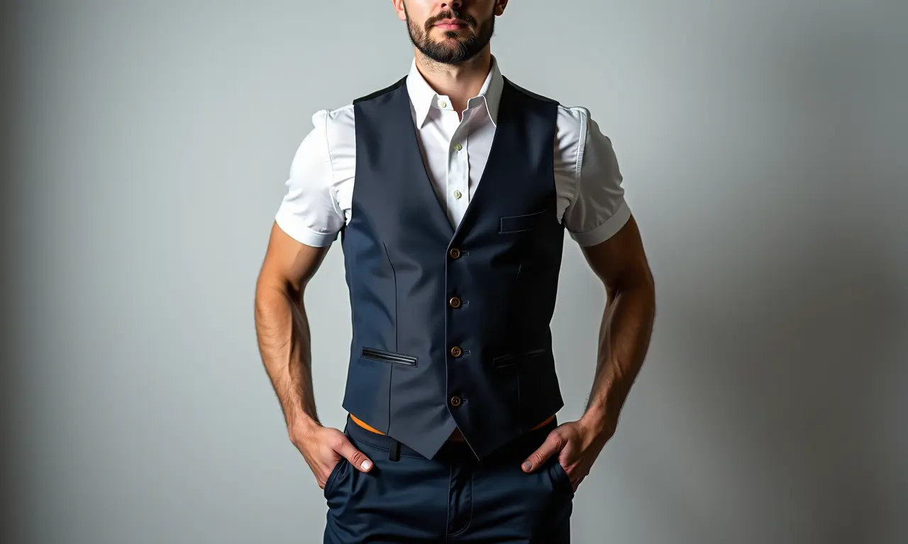 Comprimento ideal do colete: homem bem vestido.