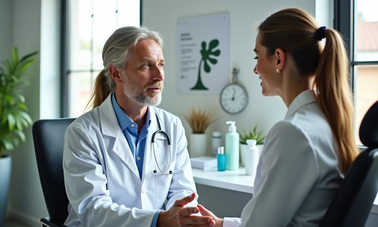 Consulta dermatológica sobre uso de probióticos para a pele.