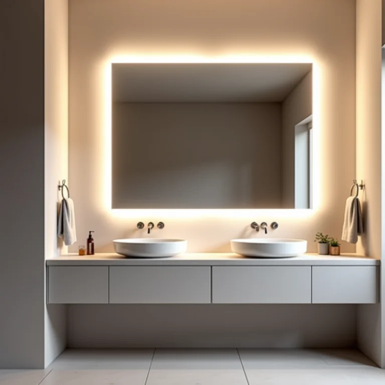 Contorno de espelho com fita de LED.