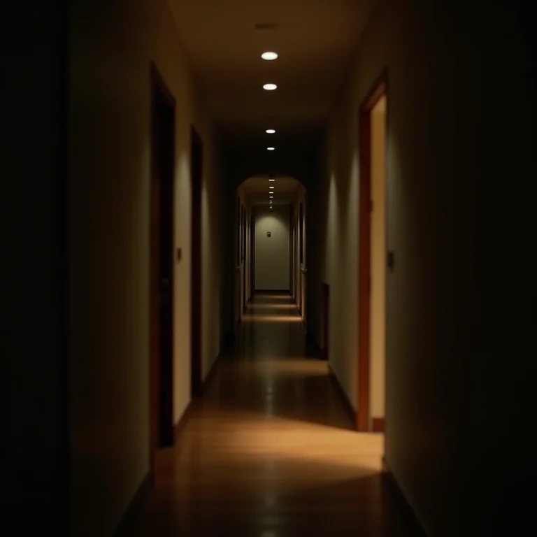 Corredor mal iluminado e sem espelhos em apartamento pequeno