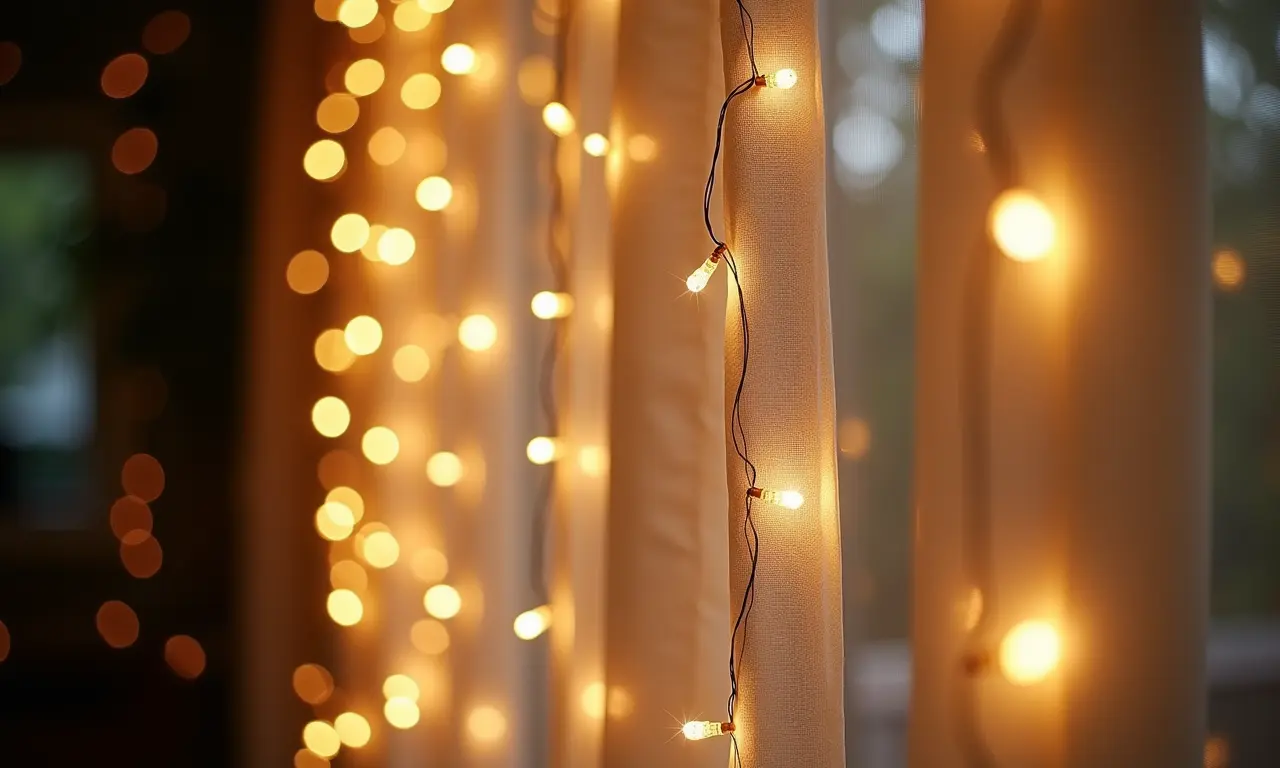 Cortina de luzes de pisca-pisca.