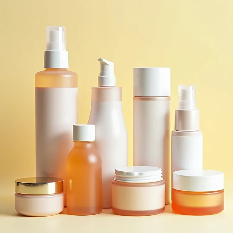 Cosméticos com e sem ingredientes alergênicos.