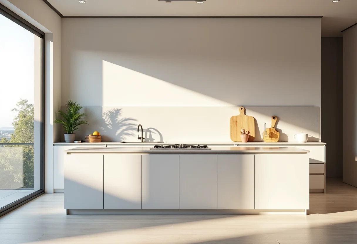 Cozinha ampla com bancada americana integrada