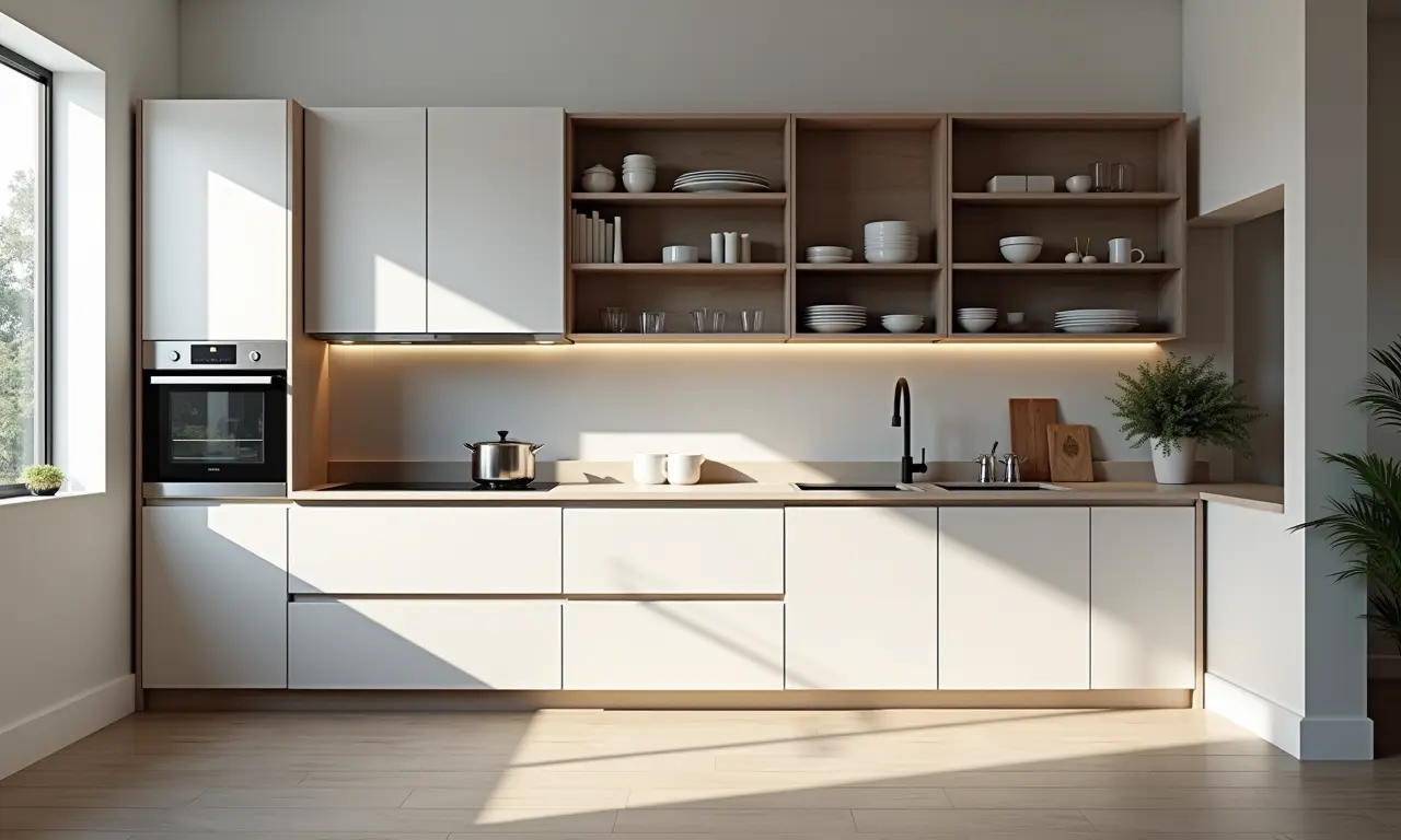 Cozinha com armários planejados para otimizar o espaço.