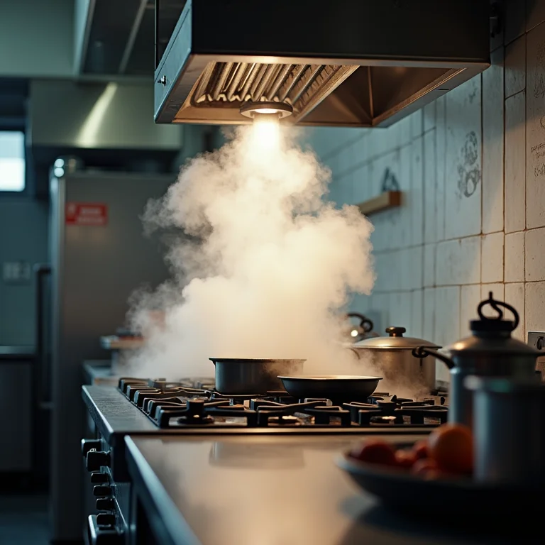 Cozinha com fumaça e odores devido à exaustão ineficiente