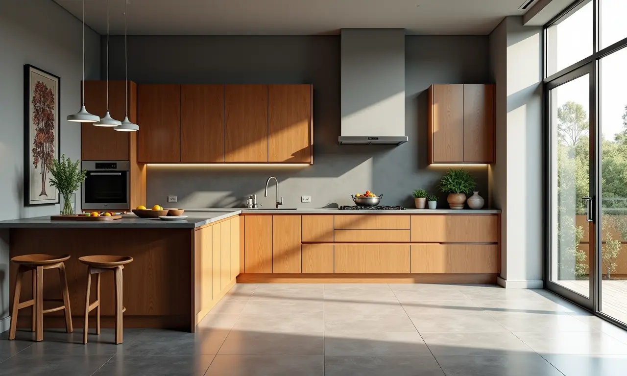 Cozinha moderna com armários de madeira Madesa.