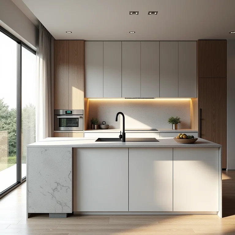 Cozinha moderna com bancada americana valorizando o imóvel