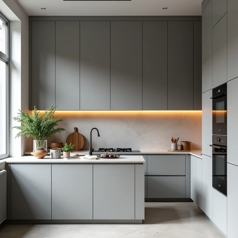 Cozinha planejada cinza sem funcionalidade