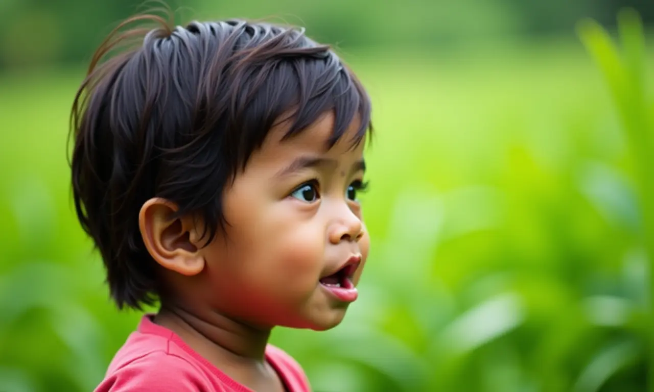 Criança falando tagalog em Palawan.