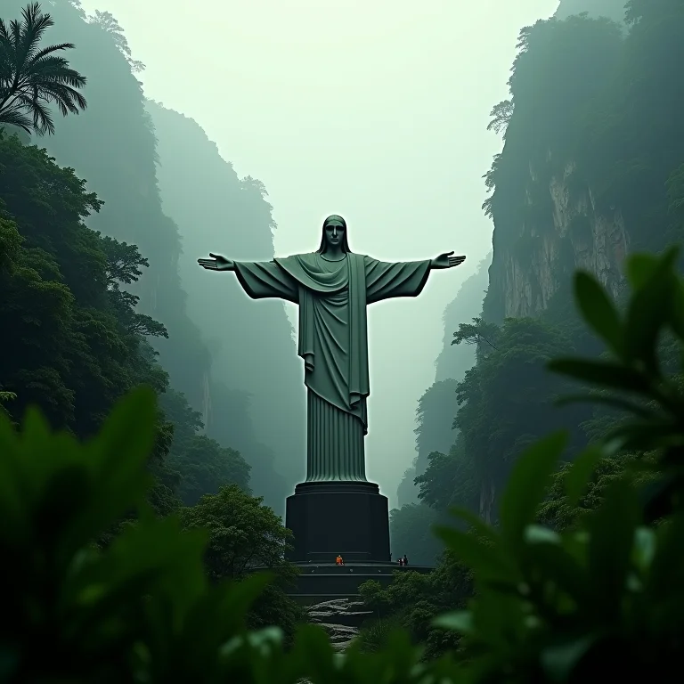 Cristo Redentor e a natureza exuberante