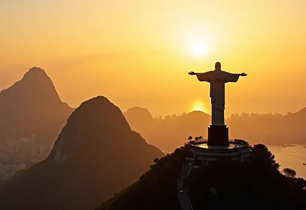 Cristo Redentor no Rio de Janeiro ao pôr do sol