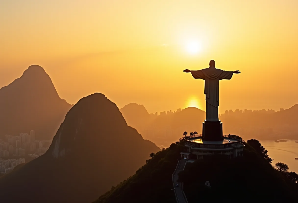 Cristo Redentor no Rio de Janeiro ao pôr do sol