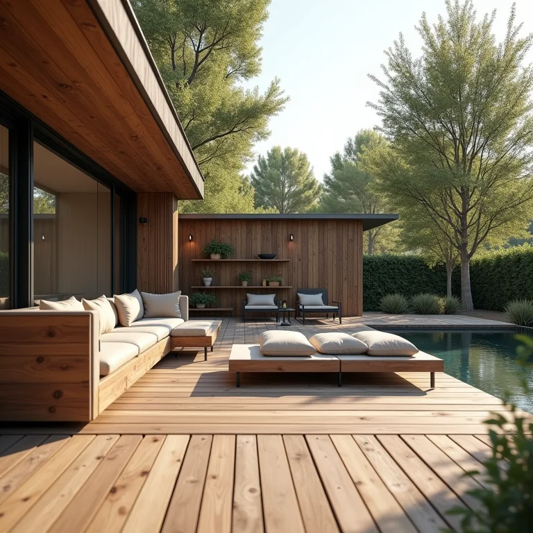 Deck de madeira em área externa