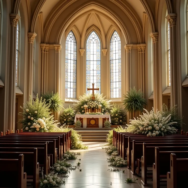 Decoração de casamento exagerada em igreja, com excesso de enfeites
