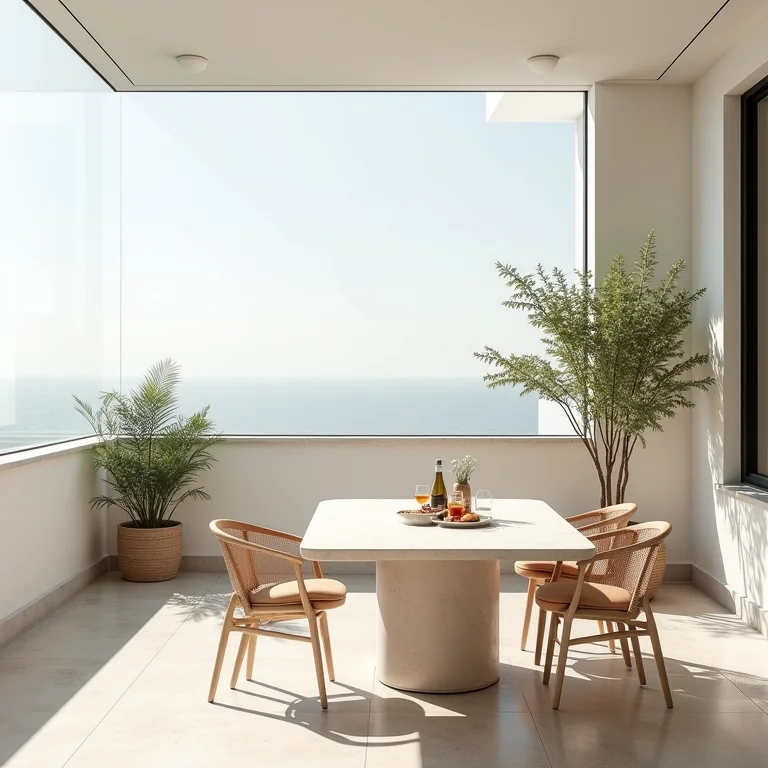 Decoração minimalista em varanda gourmet.