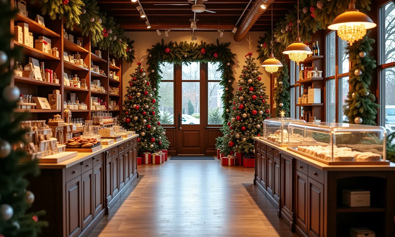 Decoração natalina elegante na loja Cecilia Dale.