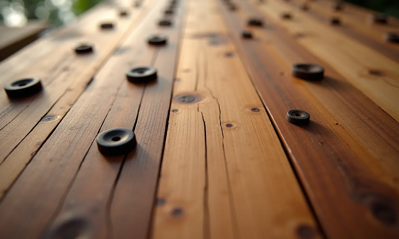 Detalhe da madeira ideal para parede de escalada infantil.