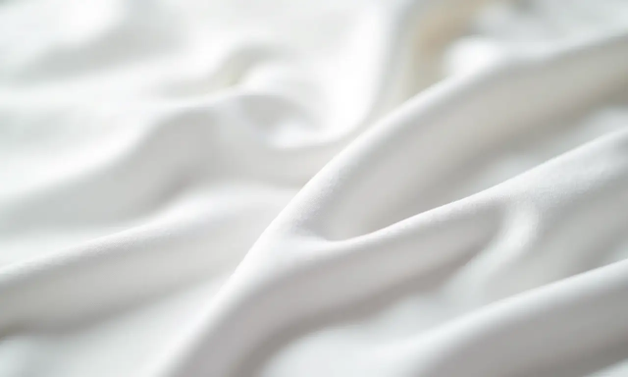 Detalhe da textura macia e acessível de um lençol de microfibra.