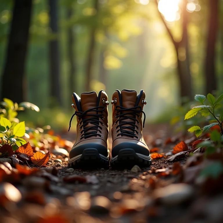 Detalhe de botas de trilha na Trilha das Sete Praias