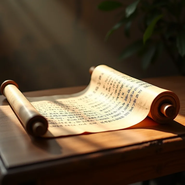 Detalhe de um pergaminho antigo com caligrafia.