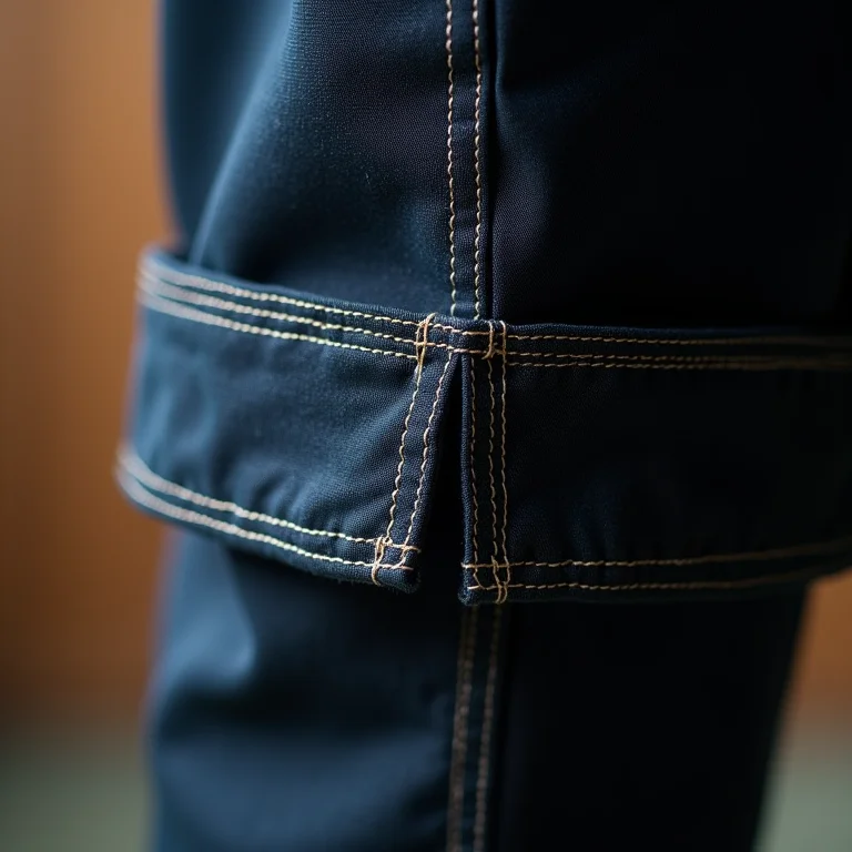 Detalhe de uma bainha de calça impecável