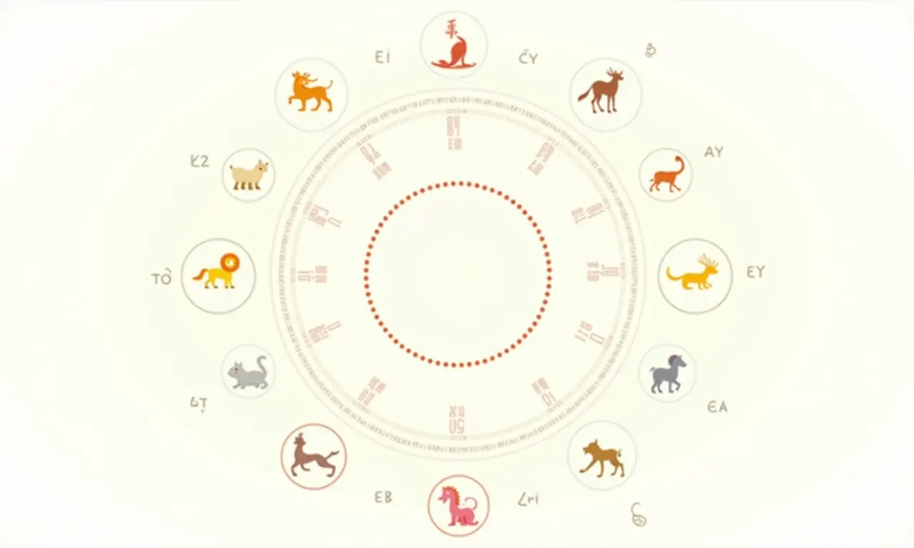 Diagrama explicativo do funcionamento do horóscopo chinês.