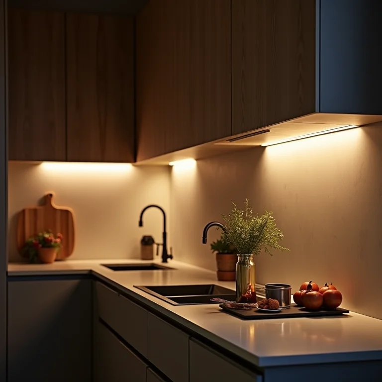 Diferentes tipos de iluminação para cozinha: geral, de tarefa e de destaque